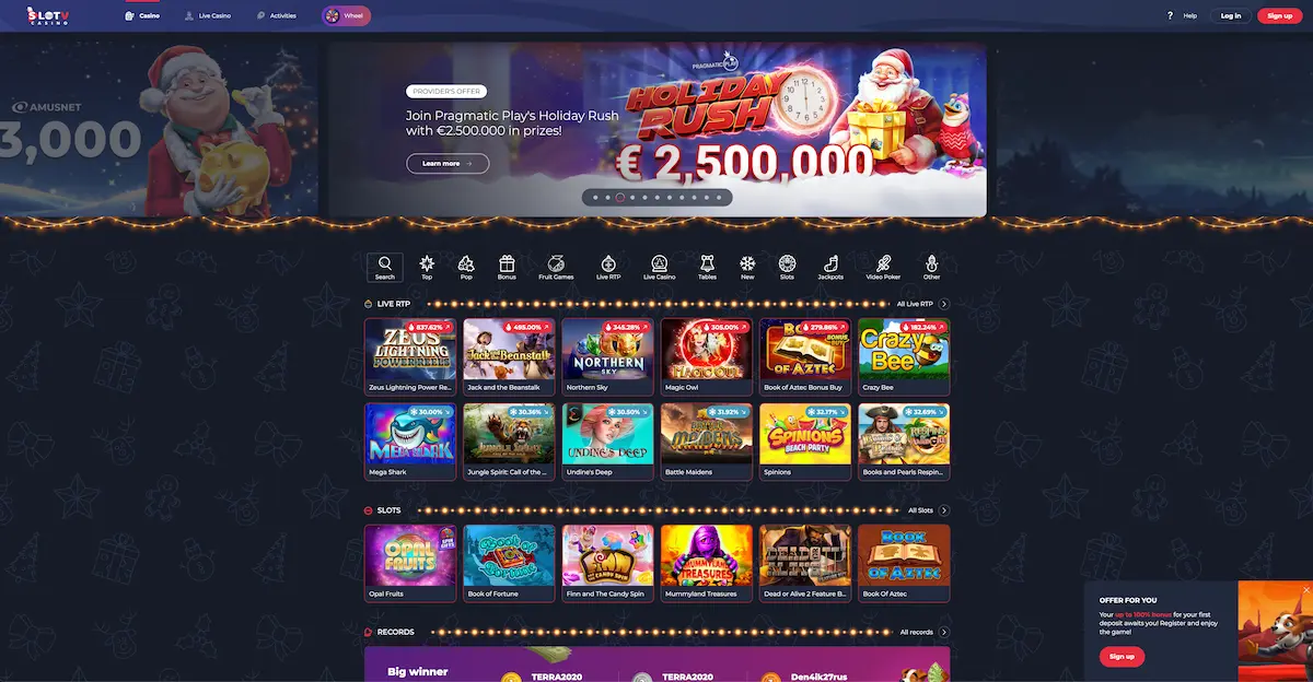 Slotv casino lobby