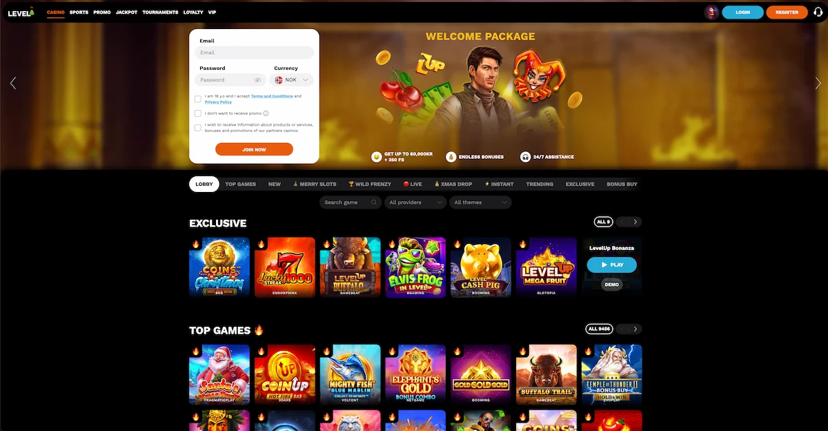 levelup casino lobby