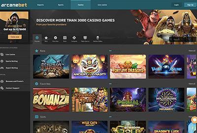 Arcanebet Casino hjemmeside