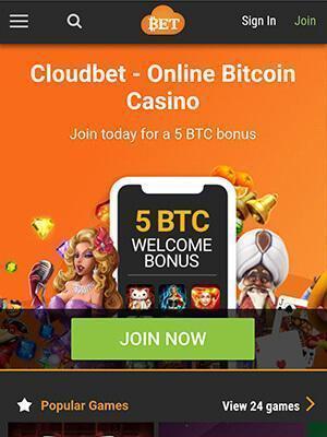 Mobilt hjemskjermbilde CloudBet