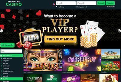 Nettstedskjermbilde The Online Casino