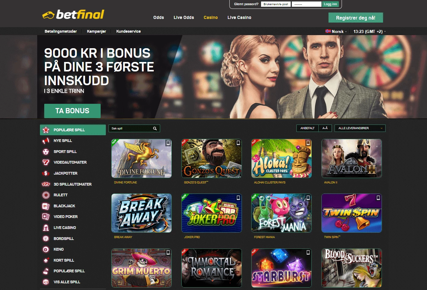 Hjemskjermbilde Betfinal Casino