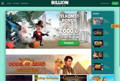 Skjermbilde fra stasjonær PC Billion Casino