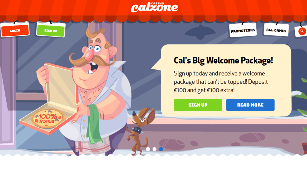 Velkomstpakke hjemmeside Casino Calzone