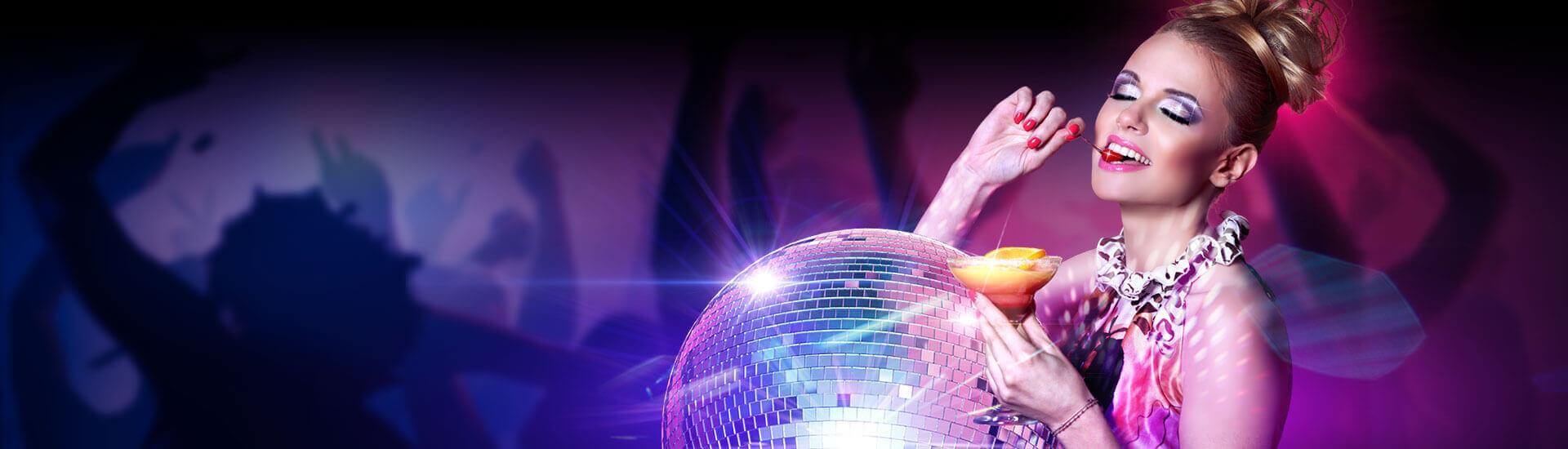 Glitterball-banner Casino Disco