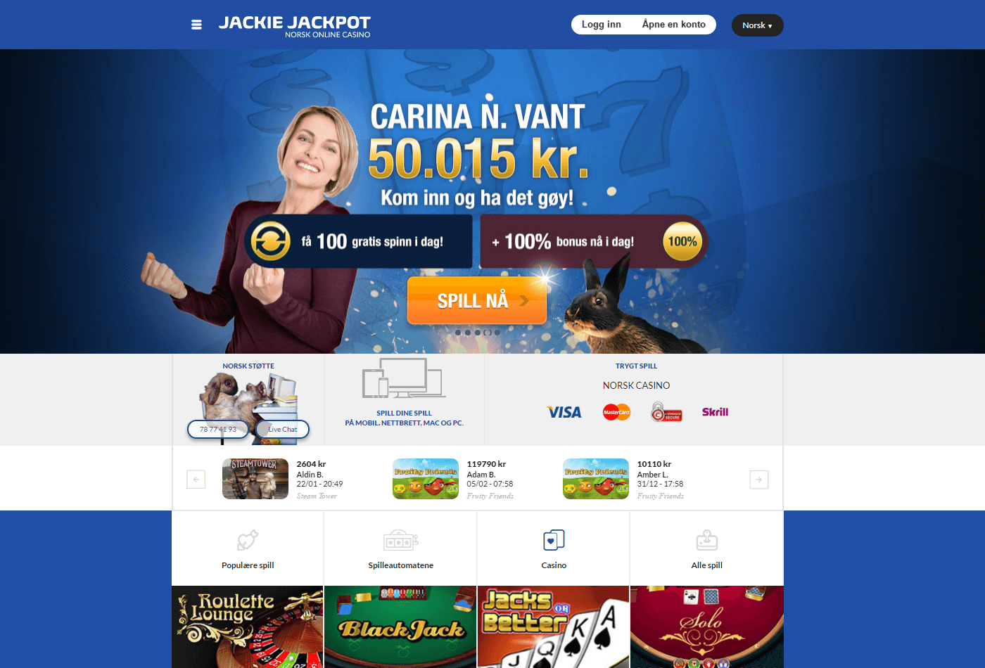 Hjemmeside Jackie Jackpot