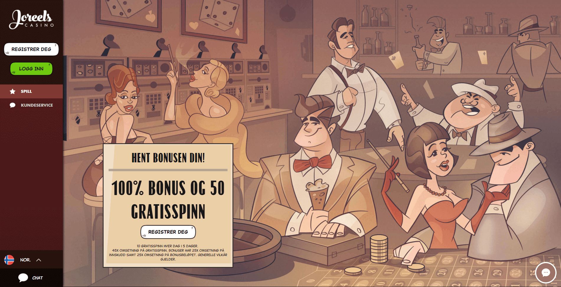 Hjemmesideoverskrift Joreels Casino