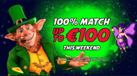 Leprechaun 100 % match up €100 Kerching