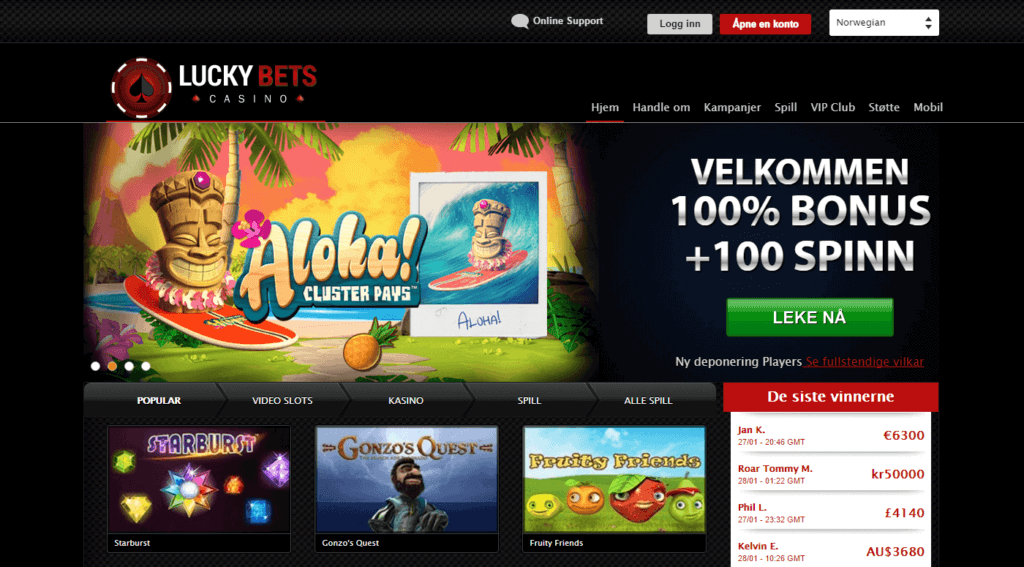 Hjemmeside Lucky Bets Casino