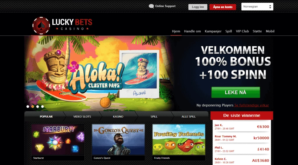 Hjemmeside Lucky Bets Casino