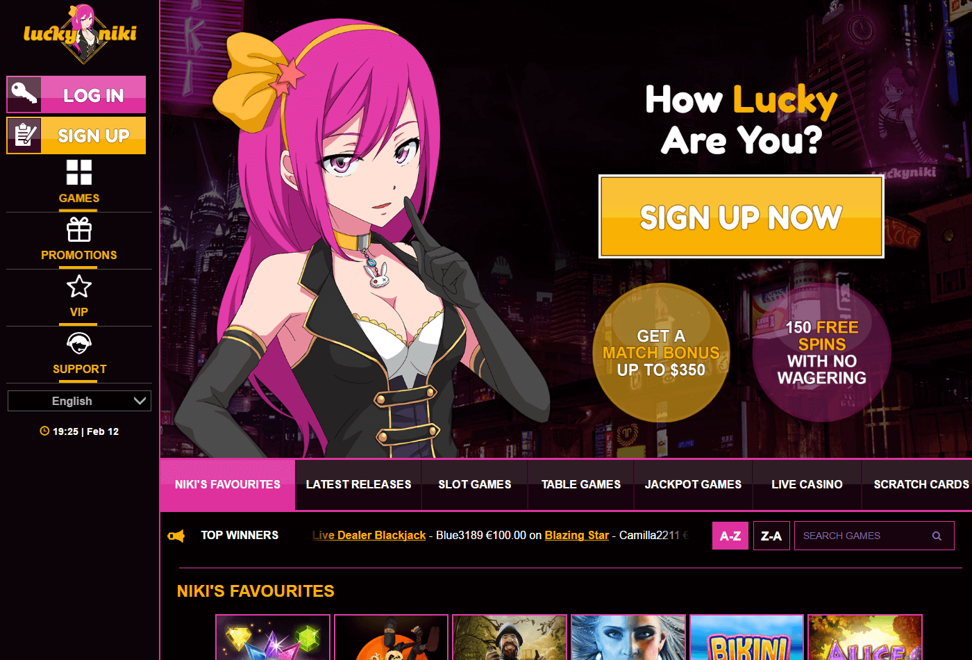 Hjemmeside Lucky Niki Casino
