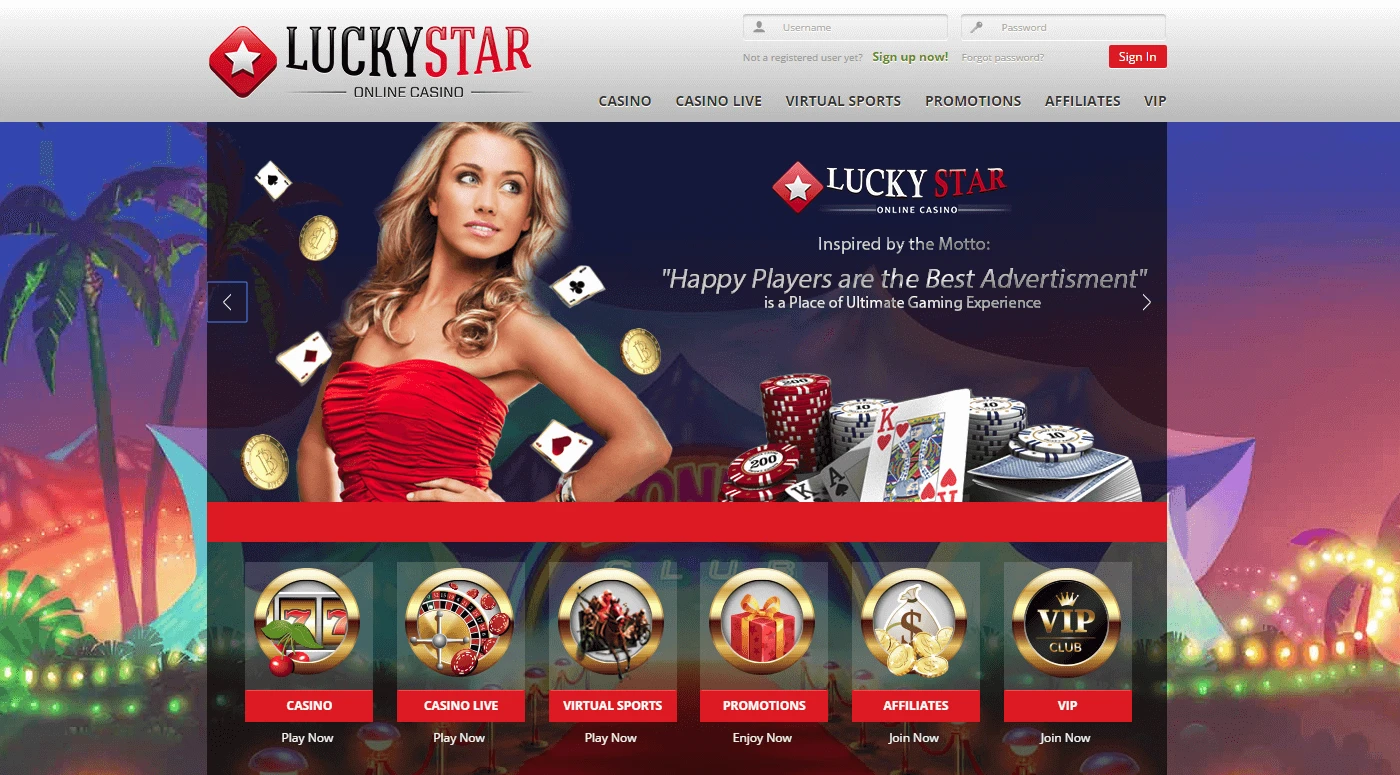 Hjemskjermbilde Lucky Star nettkasino