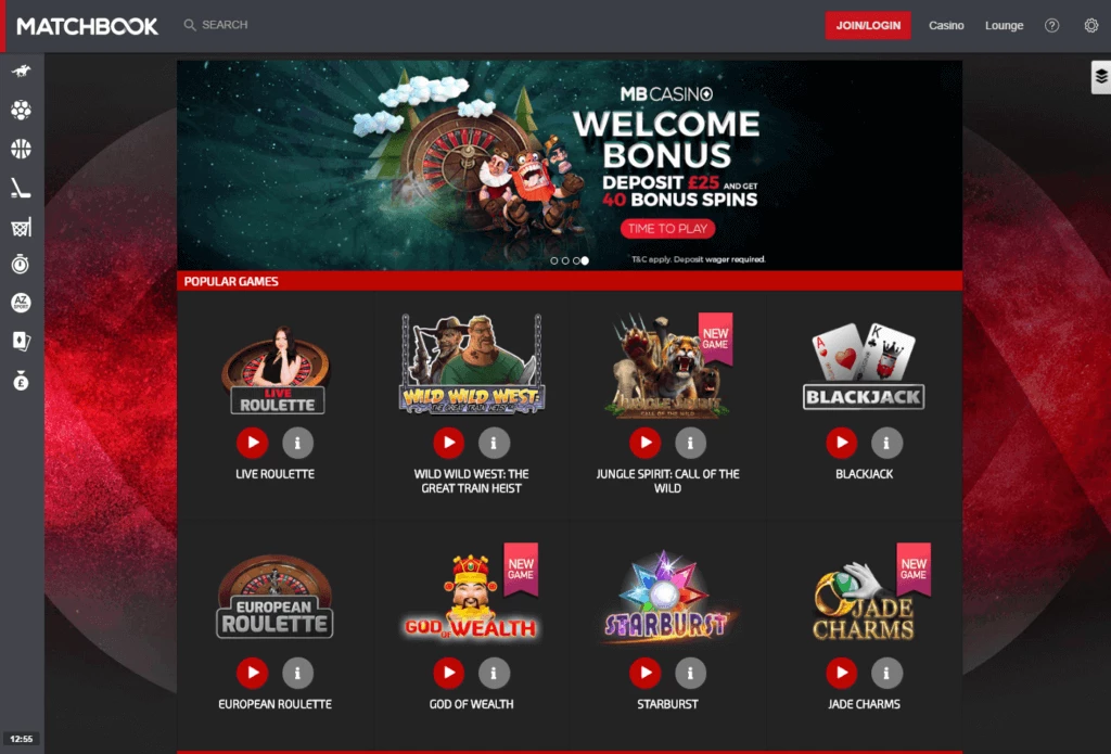 Hjemmeside Matchbook Casino