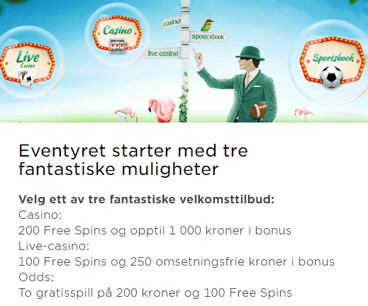 Bonustilbud og gratisspinn Mr Green
