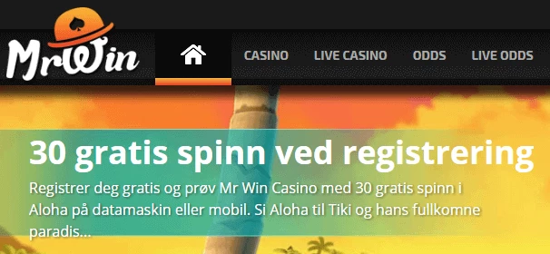 Velkomsttilbud gratisspinn Mr Win