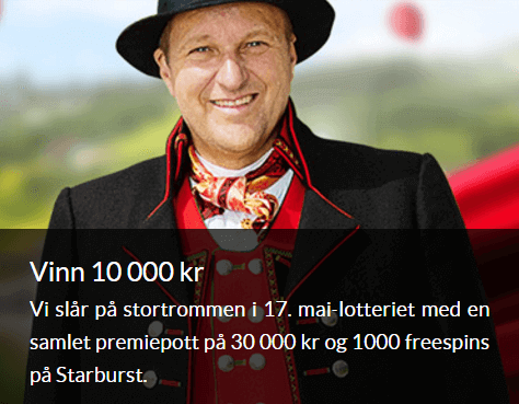 Gratis kasinospill-kampanje Starburst 17 mai 2017