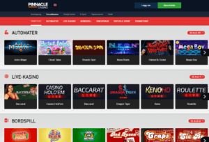 Pinnacle Casino Games Screen