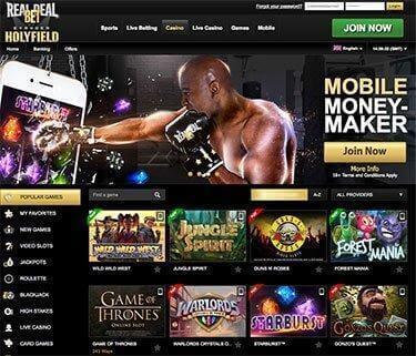 Real Deal Bet Casino - Hjemmeside