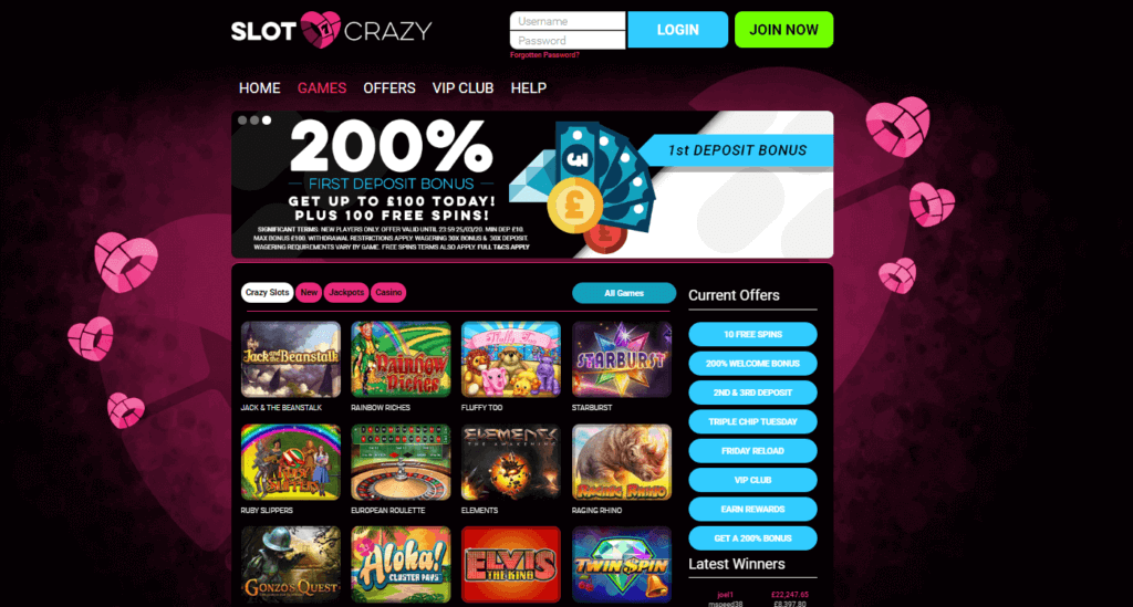 Hjemskjermbilde Slot Crazy