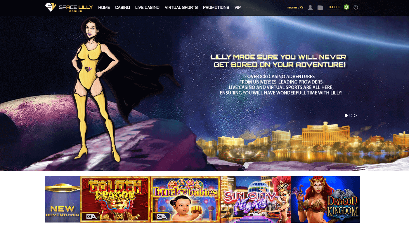 Hjemskjermbilde Space Lilly Casino