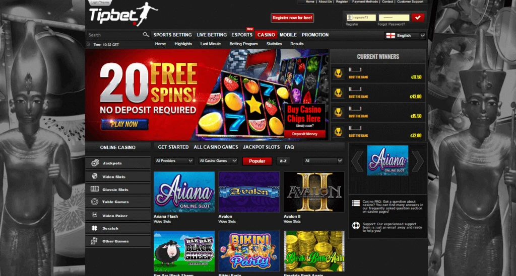 Hjemskjermbilde Tipbet Casino