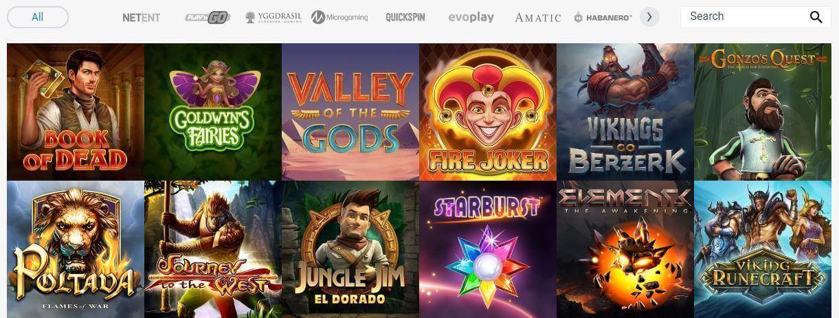 Bibliotekskjermbilde Vulkan Vegas spill